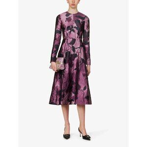 ERDEM Floral-Print Flared-Hem Woven-Blend Midi Dress size 0